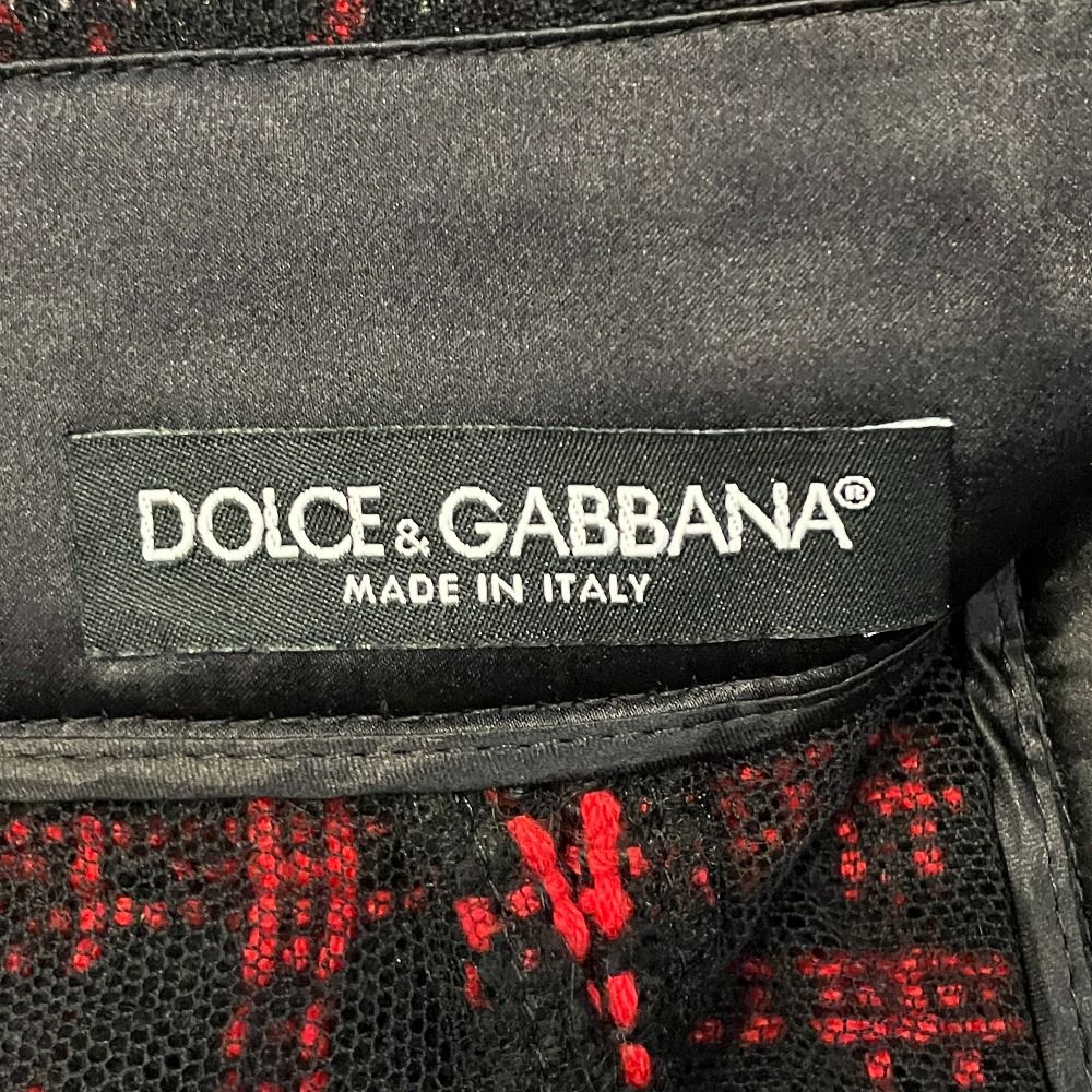 Dolce & Gabbana Alpaca Blend Tweed Skirt 44 Black Red — view 5