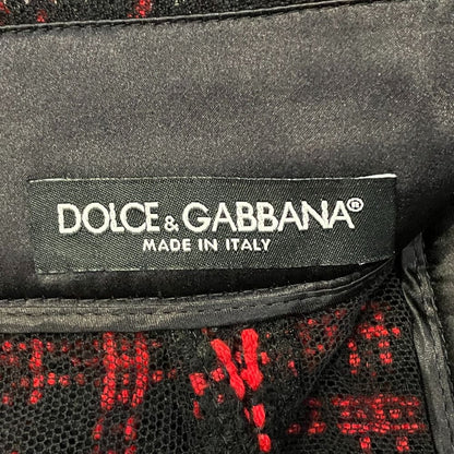 Dolce & Gabbana Alpaca Blend Tweed Skirt 44 Black Red — view 5
