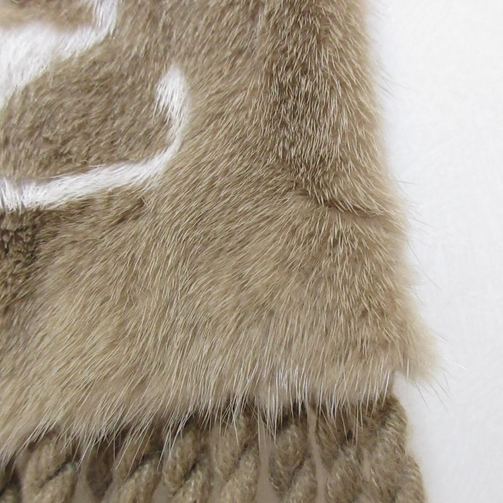 Fendi Mink Fringe Shawl Scarf Tippet Brown Beige — view 9