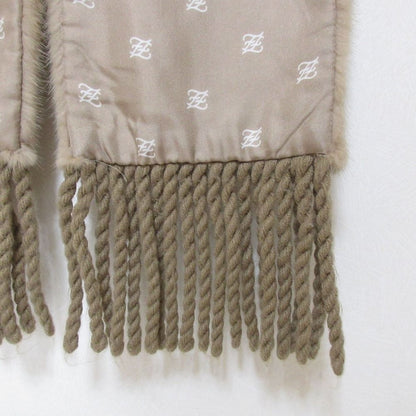 Fendi Mink Fringe Shawl Scarf Tippet Brown Beige — view 6