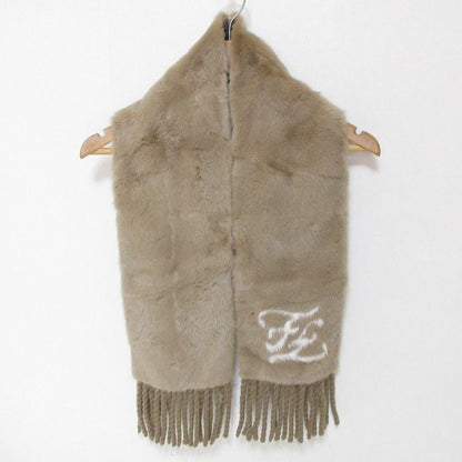 Fendi Mink Fringe Shawl Scarf Tippet Brown Beige — view 2