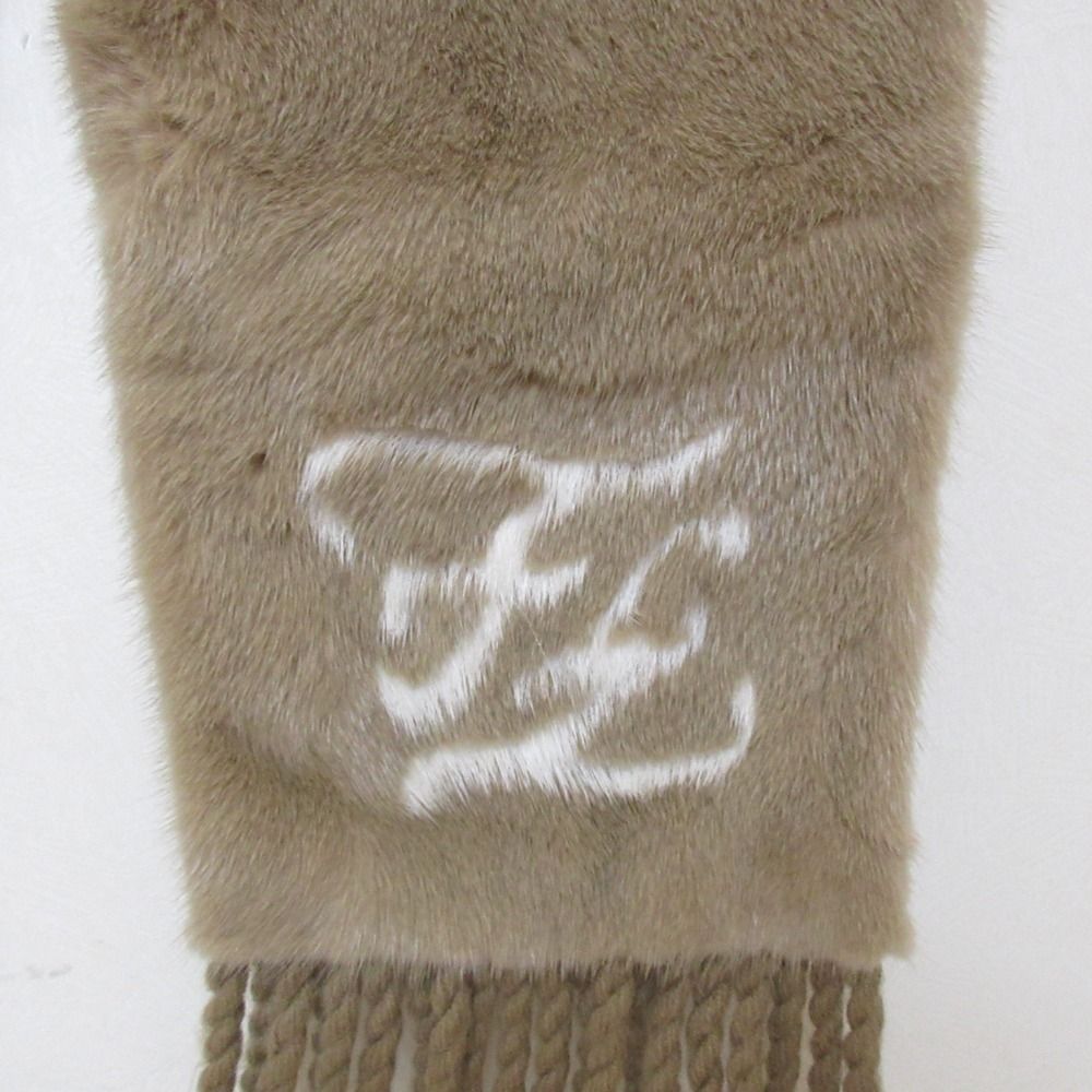 Fendi Mink Fringe Shawl Scarf Tippet Brown Beige — view 8