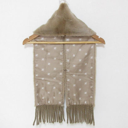Fendi Mink Fringe Shawl Scarf Tippet Brown Beige — view 3