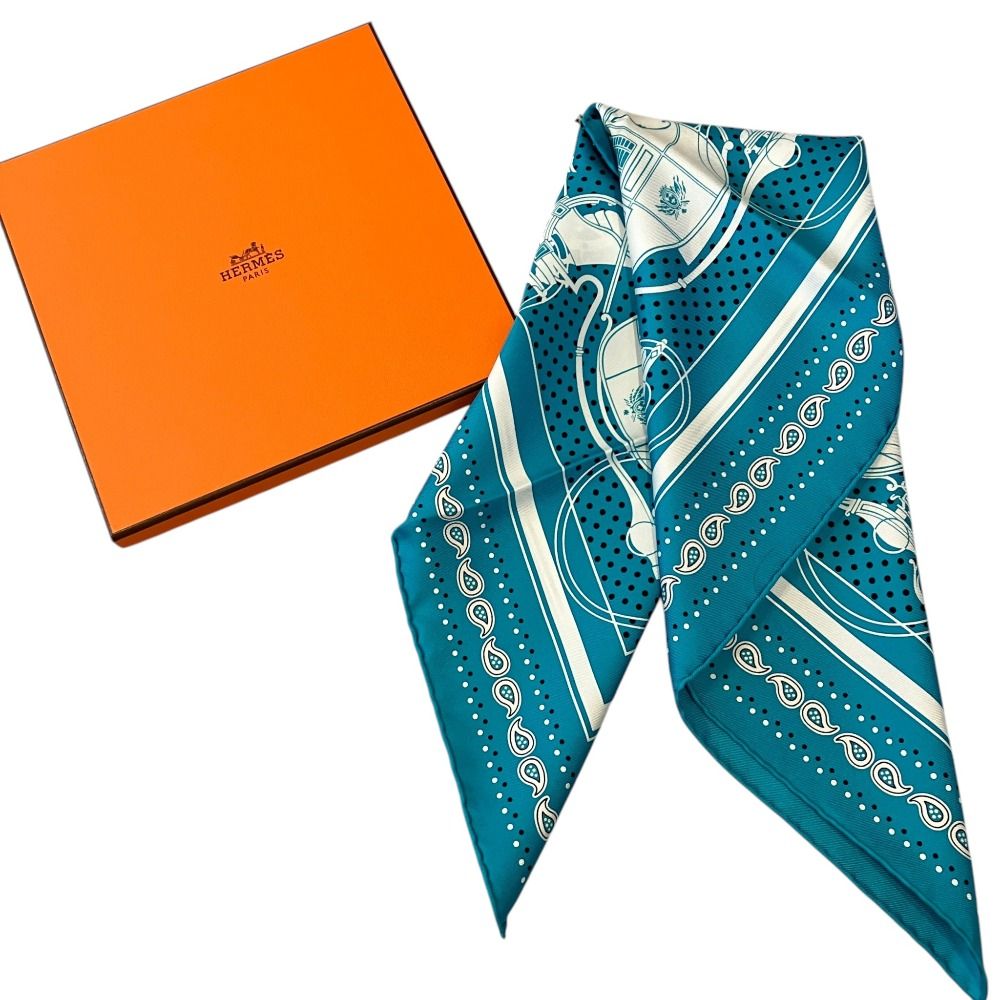 Hermes Carre 55 Ex Libris Turquoise Corus Stellarum Ex Scarf Blue — view 2