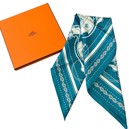 Hermes Carre 55 Ex Libris Turquoise Corus Stellarum Ex Scarf Blue — view 2