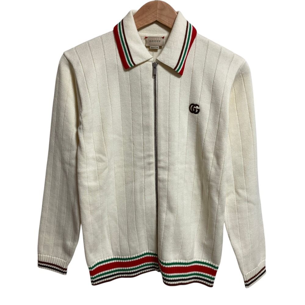 Gucci Sherry Line Zip Up Knit Jacket 12 Ivory Kids