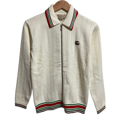 Gucci Sherry Line Zip Up Knit Jacket 12 Ivory Kids