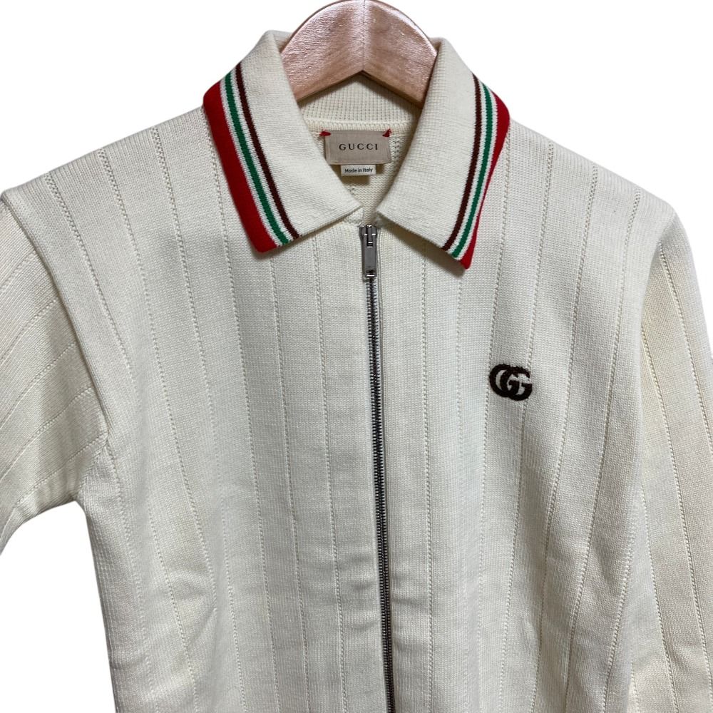 Gucci Sherry Line Zip Up Knit Jacket 12 Ivory Kids — view 4