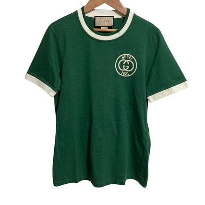 Gucci Embroidered Cotton Jersey T-Shirt L Green