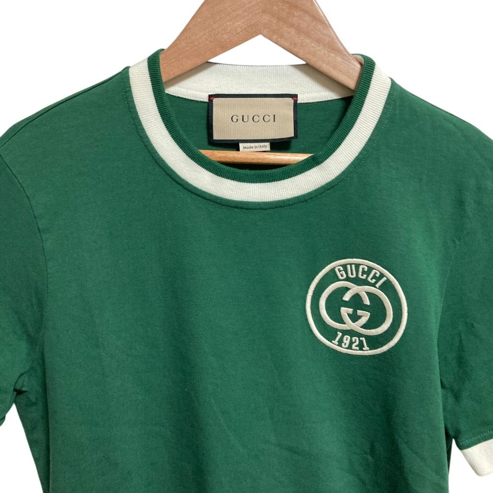 Gucci Embroidered Cotton Jersey T-Shirt L Green — view 5