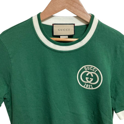 Gucci Embroidered Cotton Jersey T-Shirt L Green — view 5