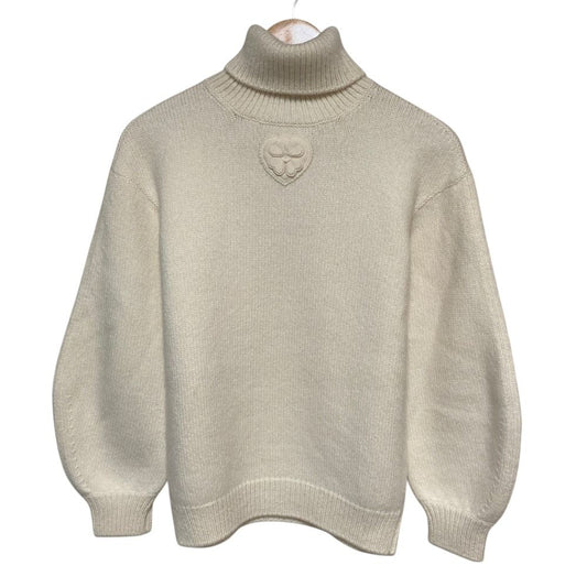 Chanel Heart Clover CC Logo Turtleneck Knit Sweater 34 Ivory