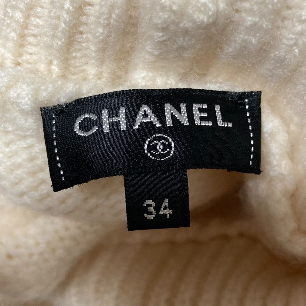 Chanel Heart Clover CC Logo Turtleneck Knit Sweater 34 Ivory — view 6