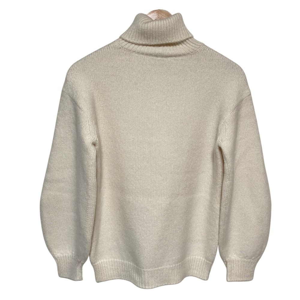 Chanel Heart Clover CC Logo Turtleneck Knit Sweater 34 Ivory — view 2