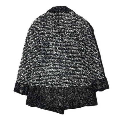 Chanel Tweed Coat Jacket Coco Button Double Breasted 38 Gray — view 3