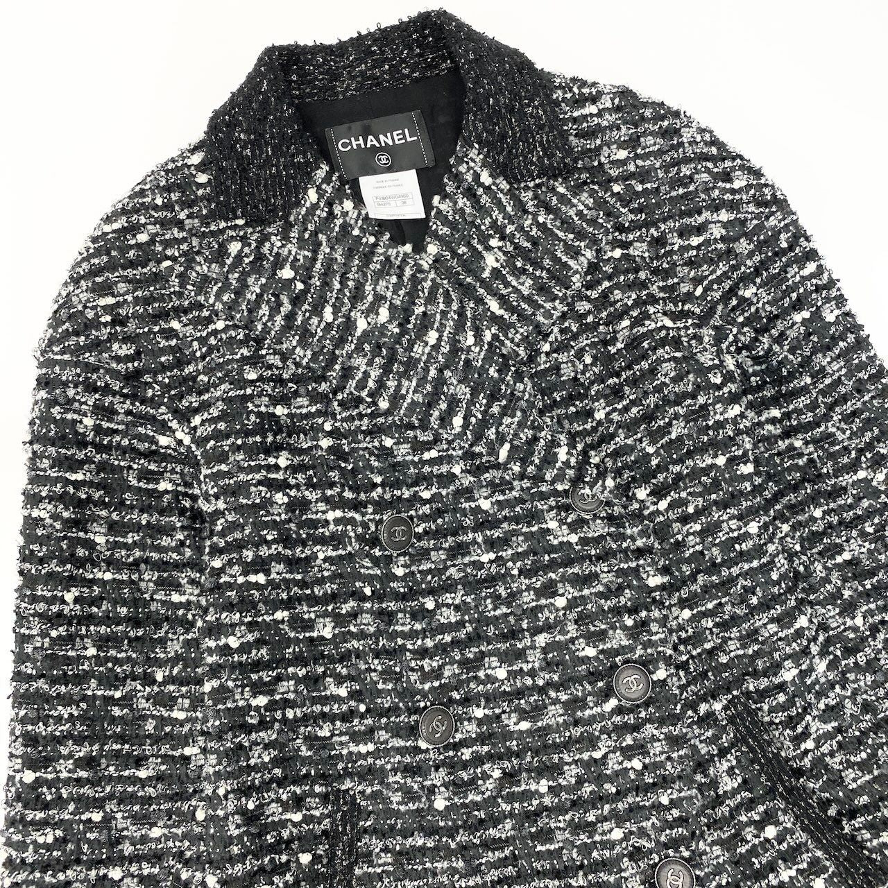 Chanel Tweed Coat Jacket Coco Button Double Breasted 38 Gray — view 5