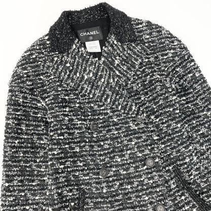 Chanel Tweed Coat Jacket Coco Button Double Breasted 38 Gray — view 5