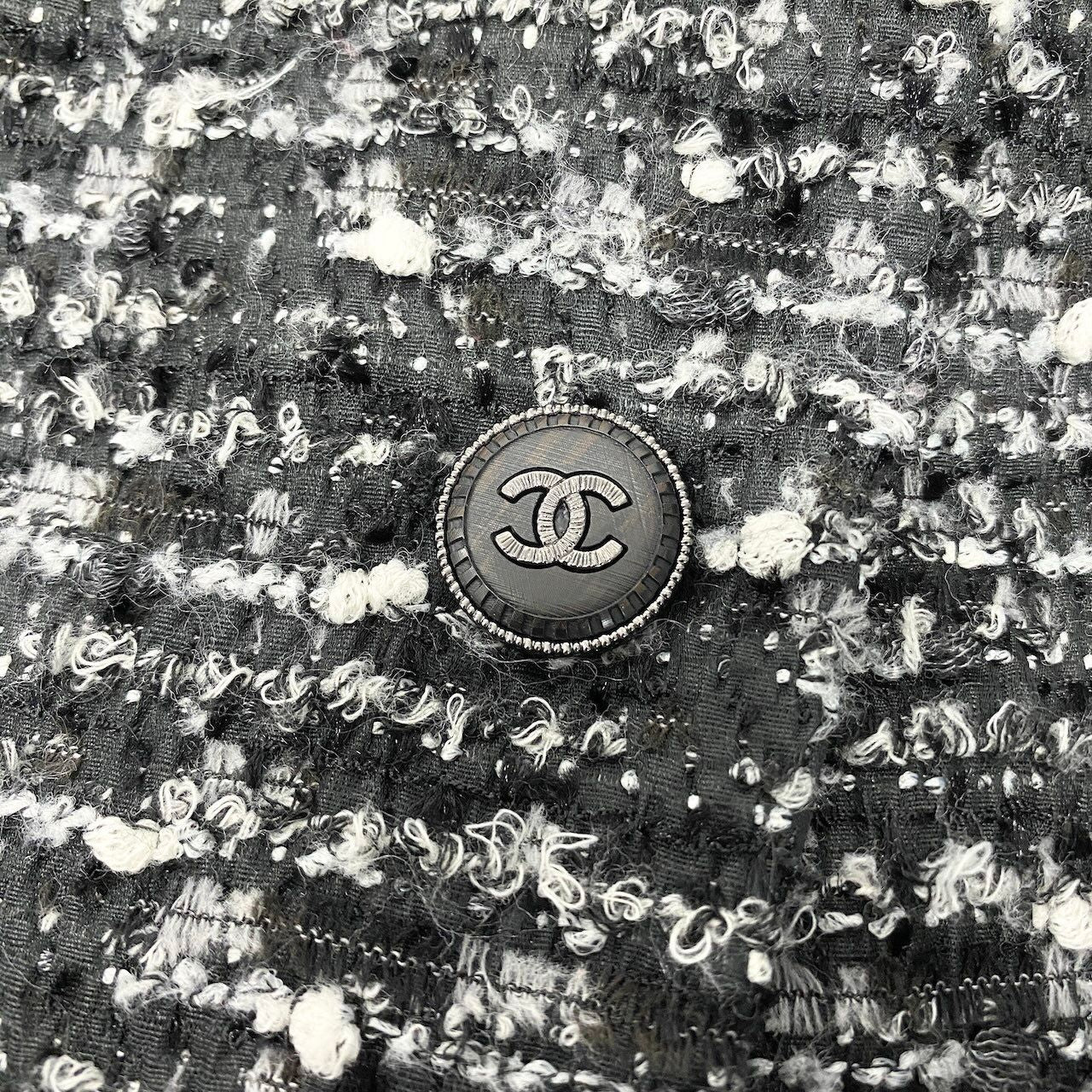 Chanel Tweed Coat Jacket Coco Button Double Breasted 38 Gray — view 9