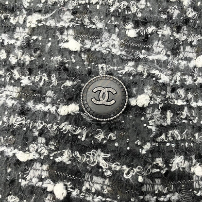 Chanel Tweed Coat Jacket Coco Button Double Breasted 38 Gray — view 9