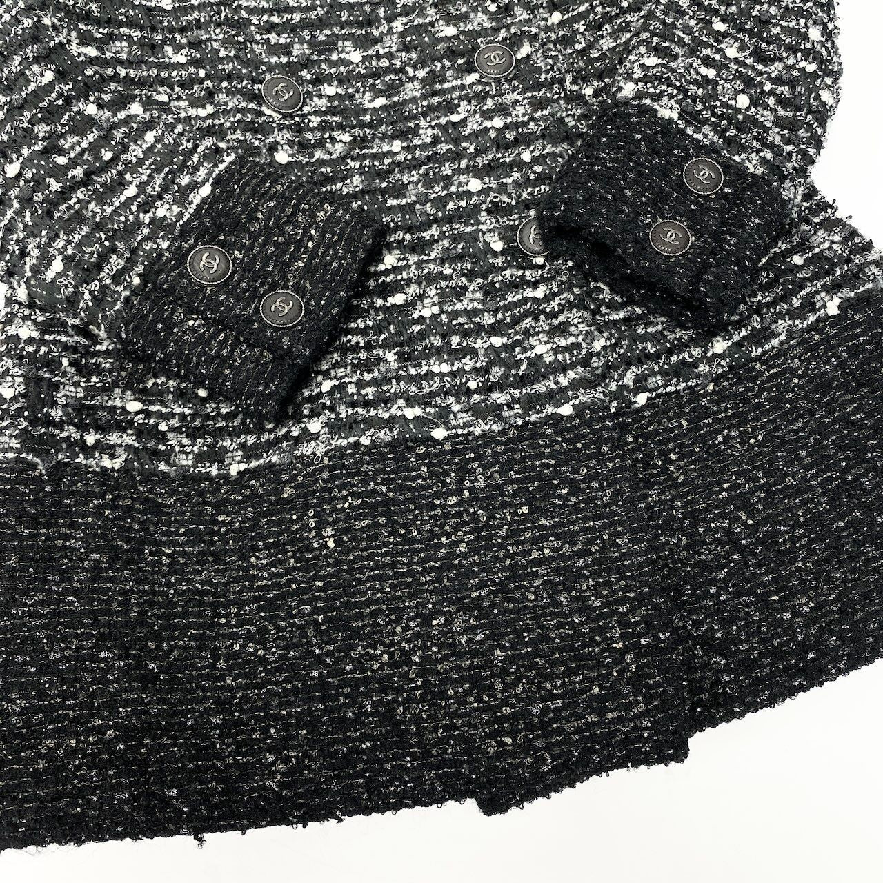 Chanel Tweed Coat Jacket Coco Button Double Breasted 38 Gray — view 6