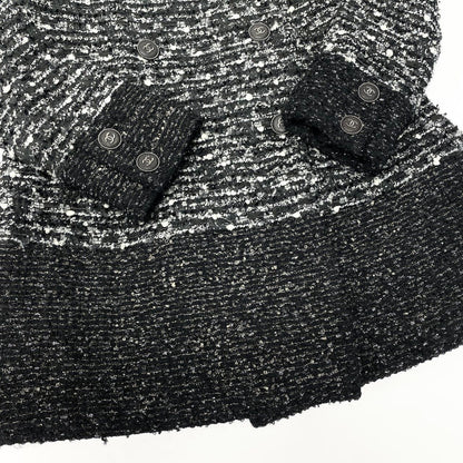 Chanel Tweed Coat Jacket Coco Button Double Breasted 38 Gray — view 6