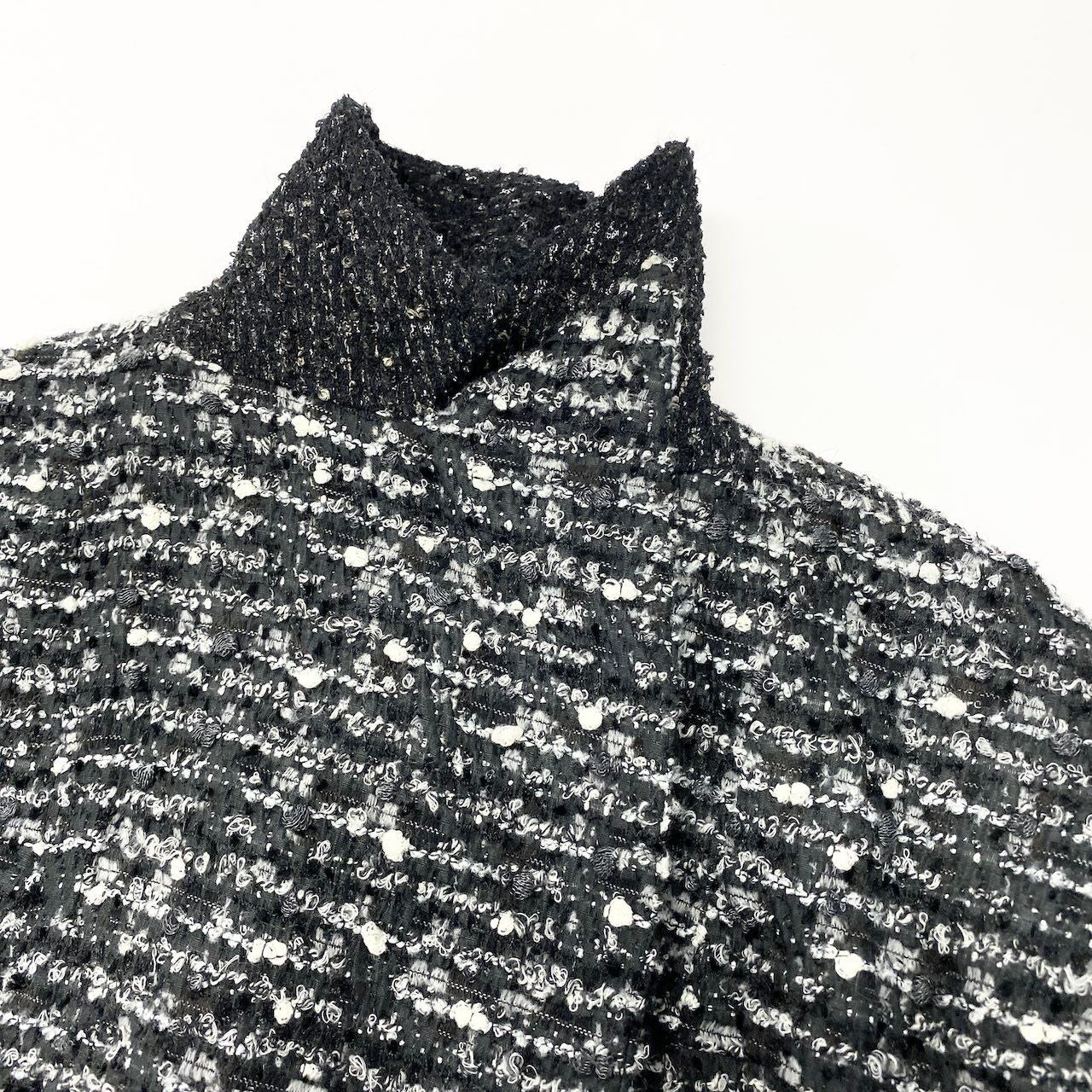 Chanel Tweed Coat Jacket Coco Button Double Breasted 38 Gray — view 7