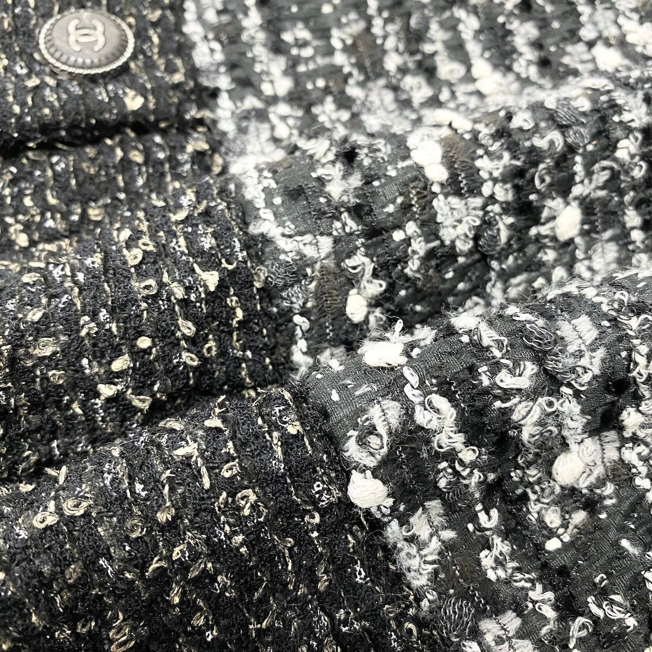 Chanel Tweed Coat Jacket Coco Button Double Breasted 38 Gray — view 8