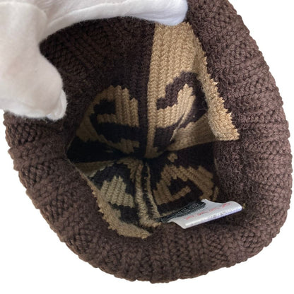 Gucci GG Pattern Pom Knit Cap Brown Beige Hat — view 7