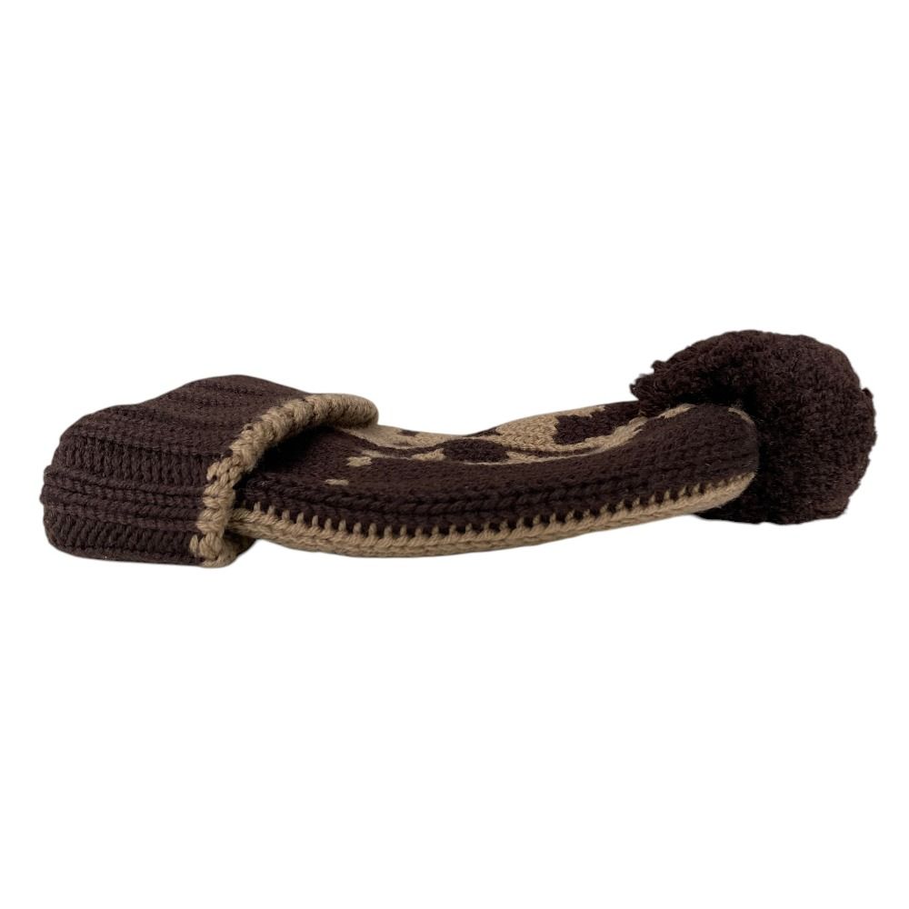 Gucci GG Pattern Pom Knit Cap Brown Beige Hat — view 5