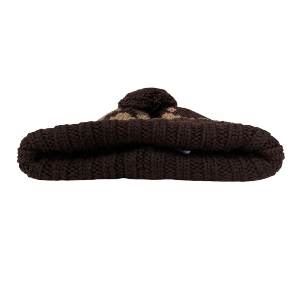 Gucci GG Pattern Pom Knit Cap Brown Beige Hat — view 4