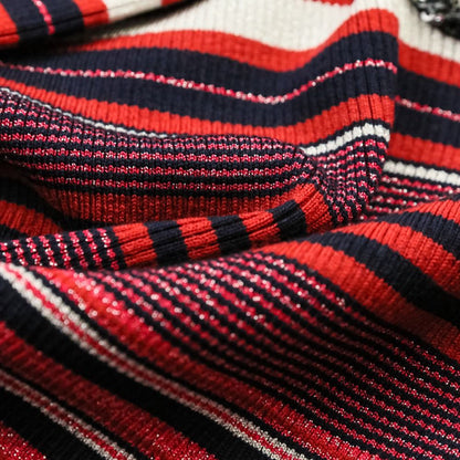 Chanel Sequin CC Logo Turtleneck Border Knit Sweater 36 Red — view 9