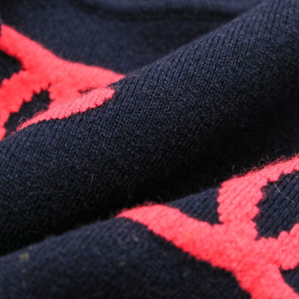 Chanel CC Logo Cashmere Blend Cropped Knit Sweater 34 Navy Pink — view 8