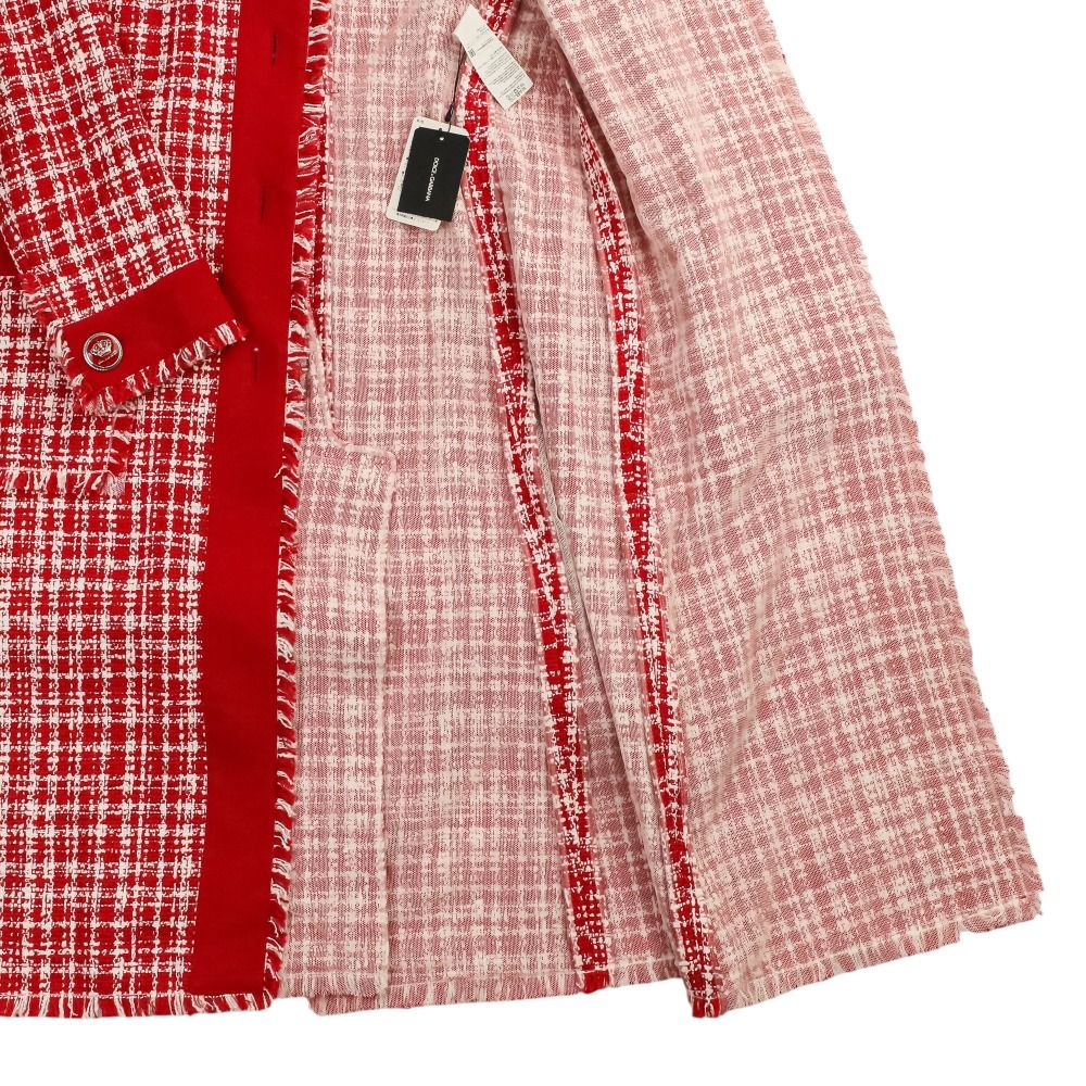 Dolce & Gabbana Crown Button Tweed Belted Coat 36 Red White — view 7