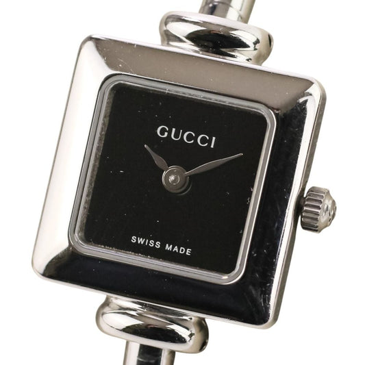 Gucci Square Quartz Watch Black Dial Silver
