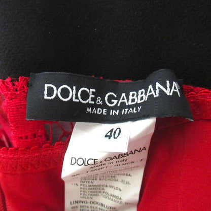 Dolce & Gabbana Knee Length Flower Lace Skirt 40 Red Black — view 3