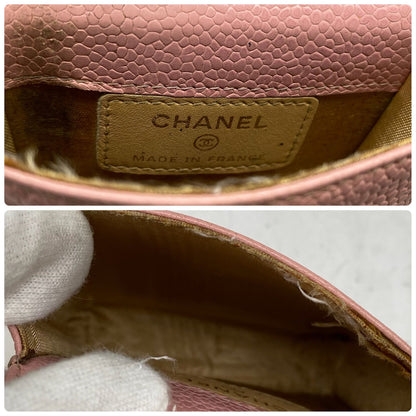 Chanel Cigarette Case CC Logo Caviar Leather Pouch Pink — view 7