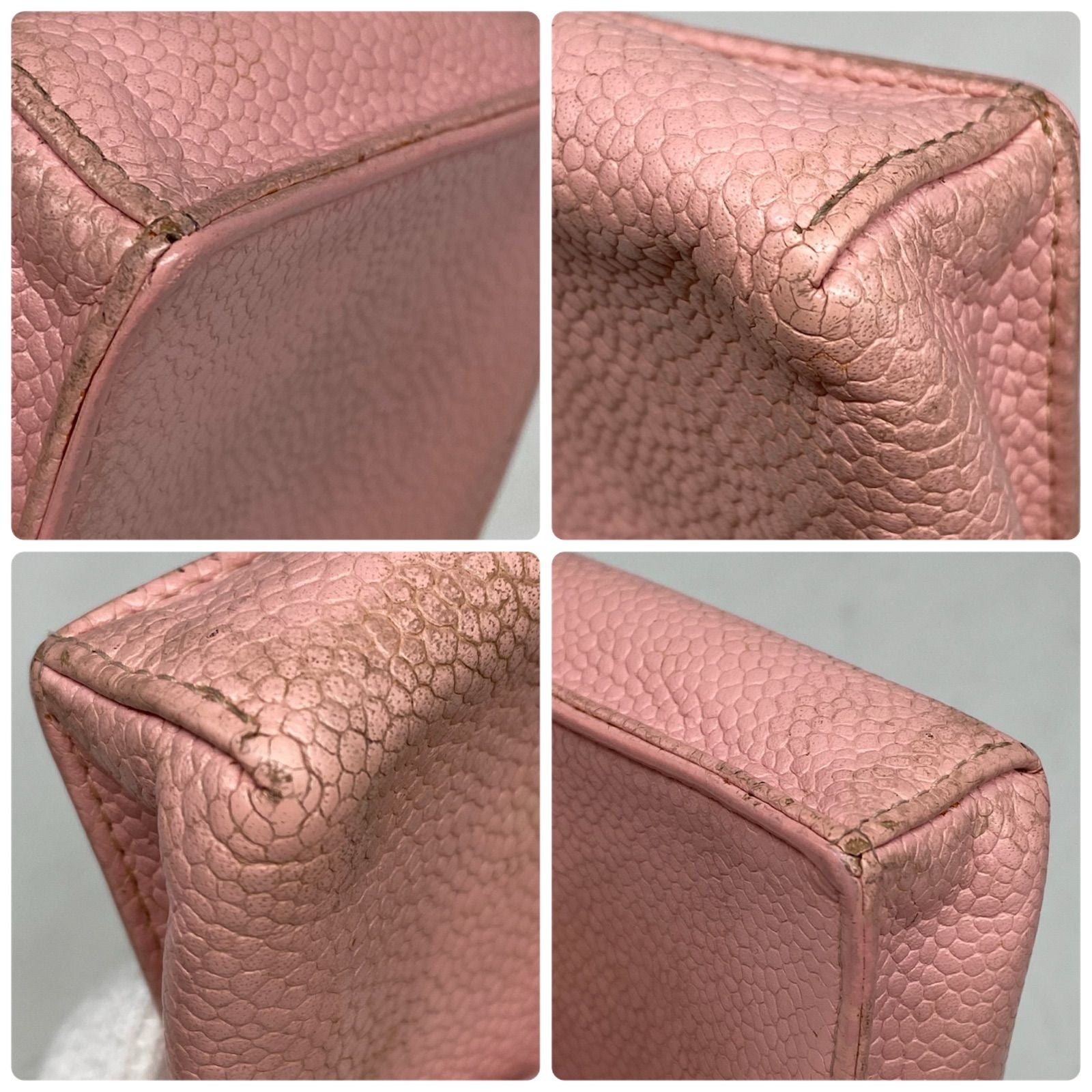 Chanel Cigarette Case CC Logo Caviar Leather Pouch Pink — view 6
