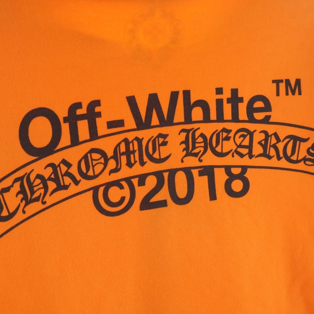Chrome Hearts Off White HD Plvr Off Logo Print Pullover Hoodie Orange — view 6