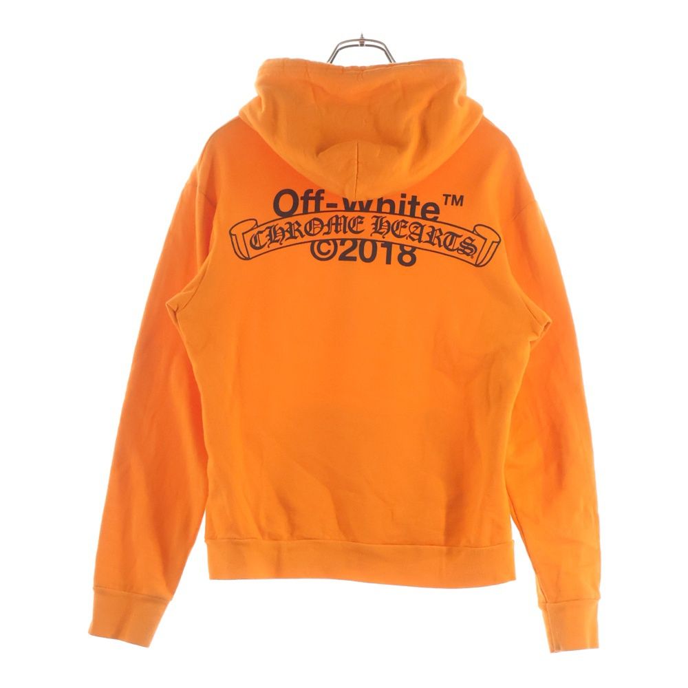 Chrome Hearts Off White HD Plvr Off Logo Print Pullover Hoodie Orange