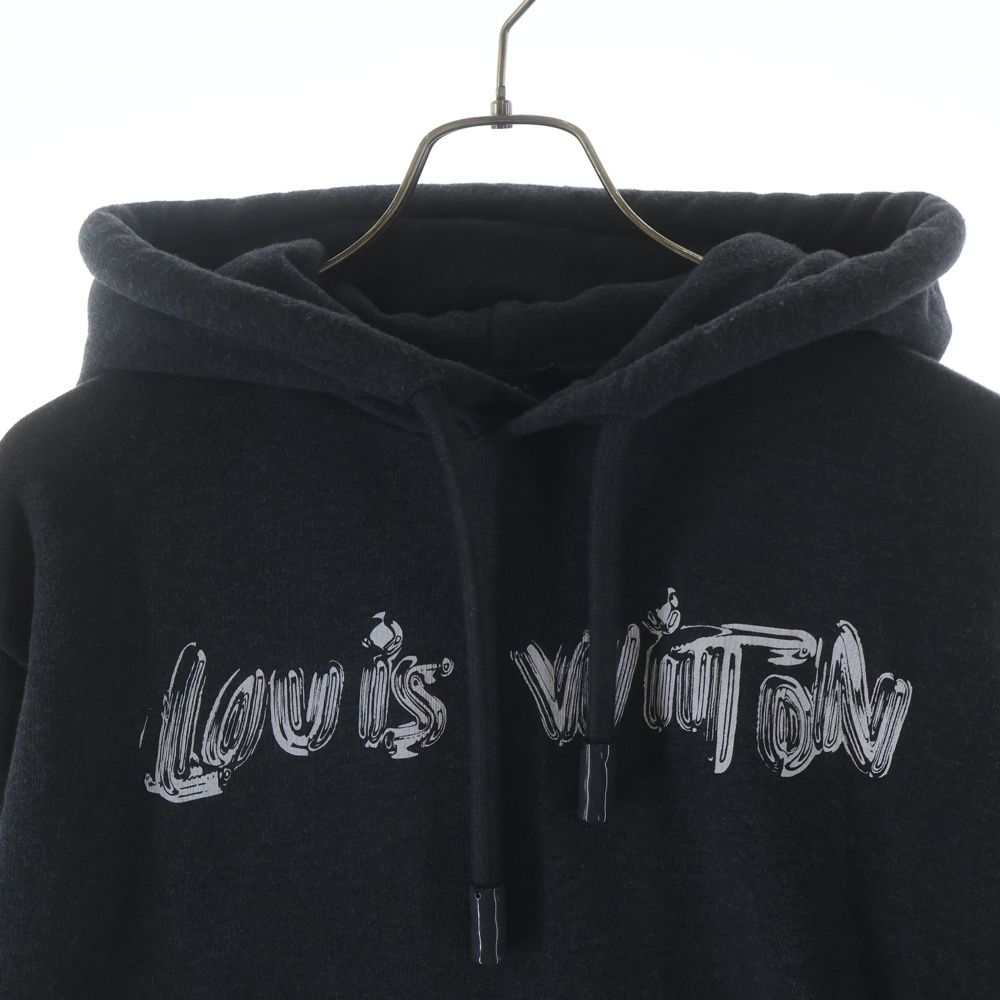 Louis Vuitton Logo Print Pullover Hoodie Gray Uyr — view 3