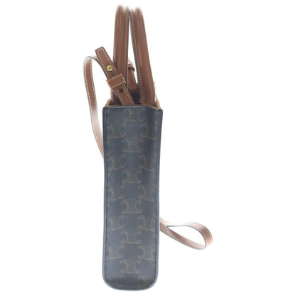Celine Triomphe Vertical Cover Mini Shoulder Bag Mini Tote Brown Leather Gold — view 3