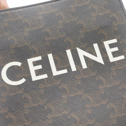 Celine Triomphe Vertical Cover Mini Shoulder Bag Mini Tote Brown Leather Gold — view 5