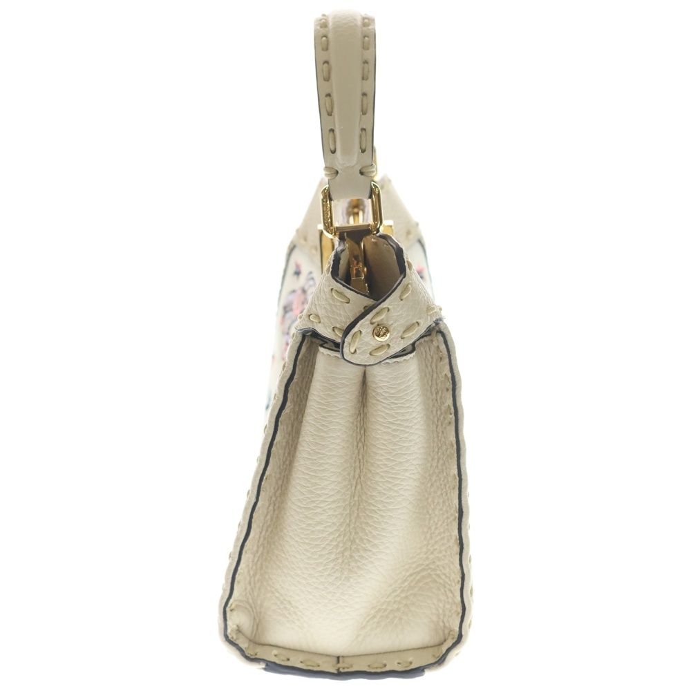 Fendi Peekaboo Astrology Shoulder Bag White Ivory Leather Canvas Gold — view 3