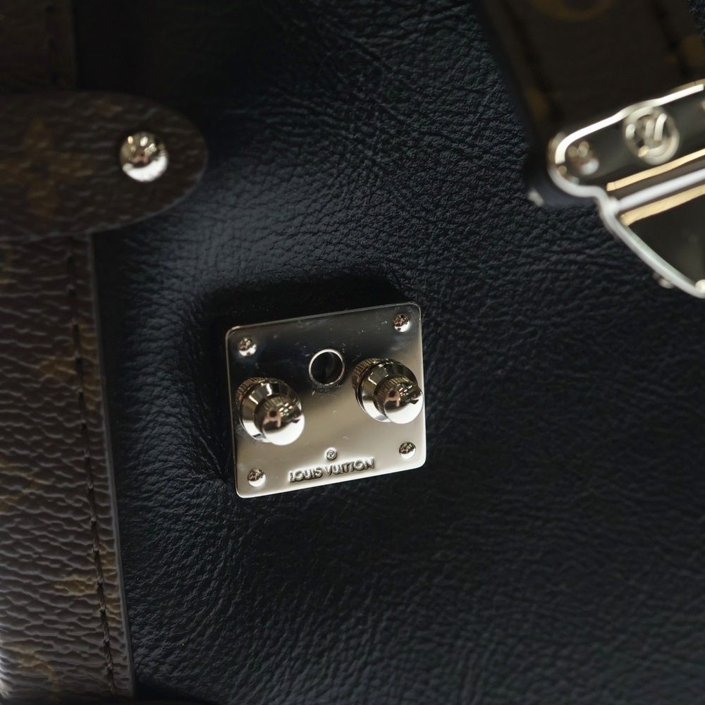 Louis Vuitton Side Trunk Vibe MM Shoulder Bag Chain Black Brown Leather Silver — view 5