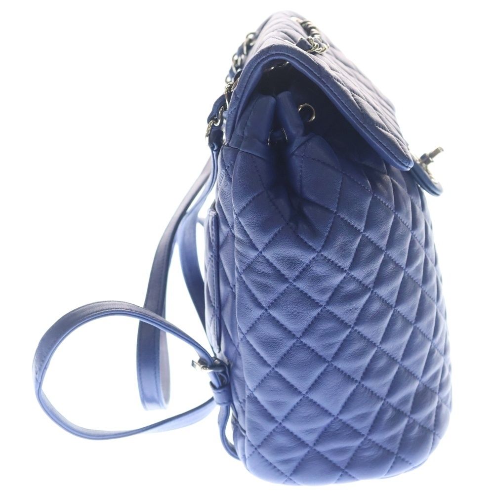 Chanel Chain Shoulder Backpack Blue Lambskin Silver — view 3