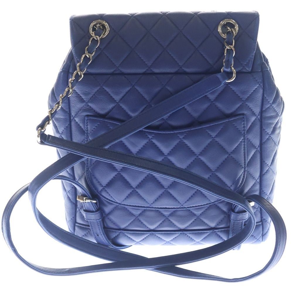 Chanel Chain Shoulder Backpack Blue Lambskin Silver — view 2