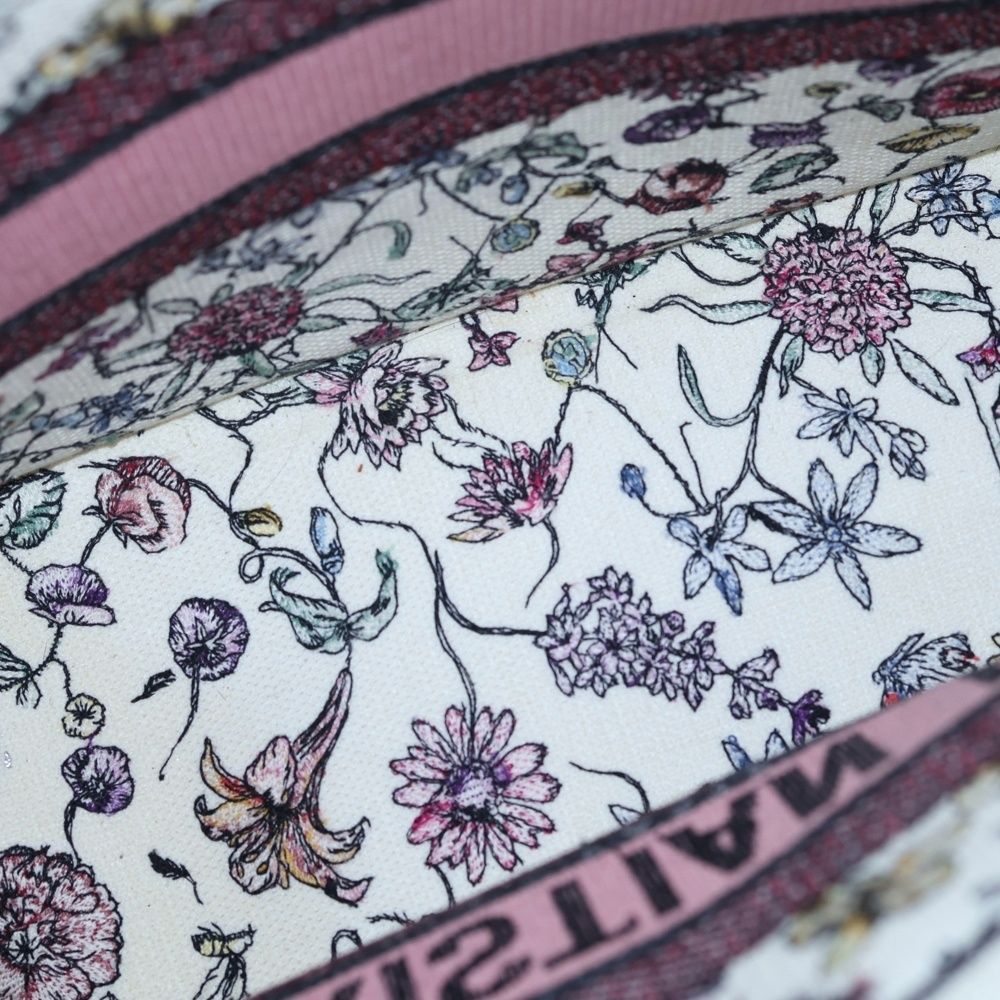 Dior Book Tote Pink Multicolor Flower Canvas — view 4