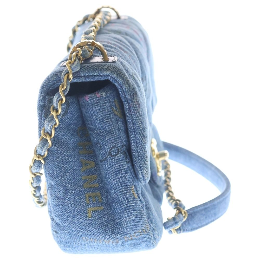 Chanel Quilted S Flap S Chain Shoulder Bag Indigo Blue Denim Gold — view 3