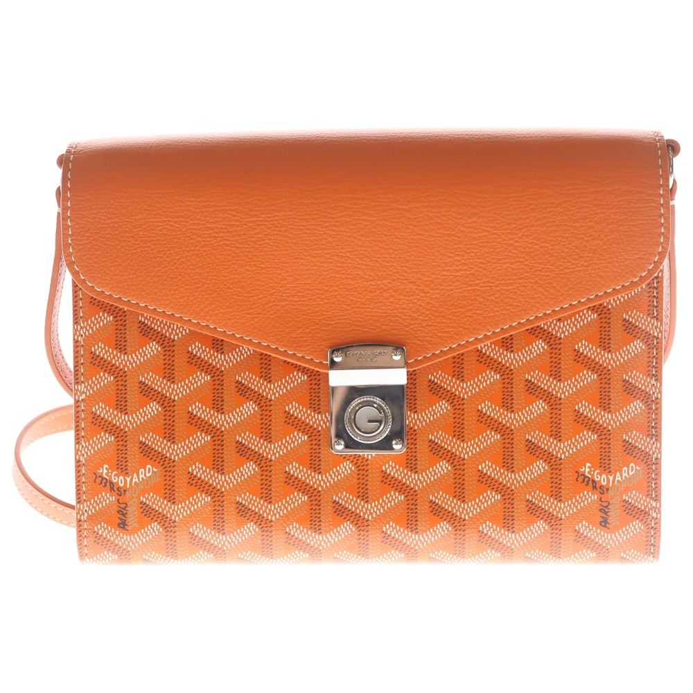 Goyard Seaple Pouch PM Shoulder Bag Leather Orange Silver