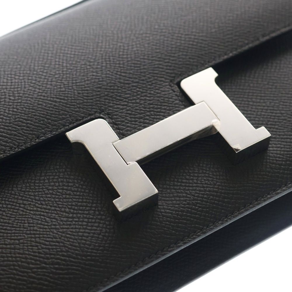 Hermes Constance Elan Epsom Leather Logo Shoulder Bag Silver Black — view 5